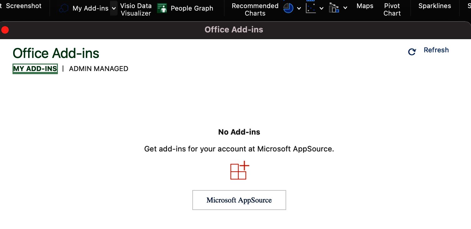 list of Excel's add-ins installed and to install