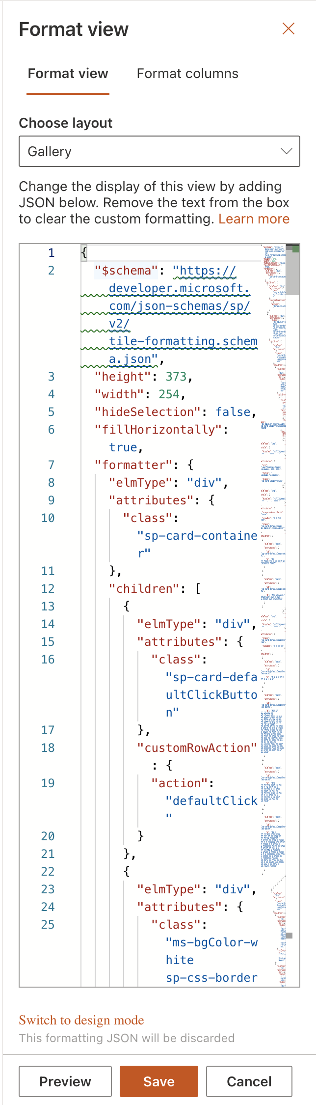 SharePoint Gallery advanced design mode.