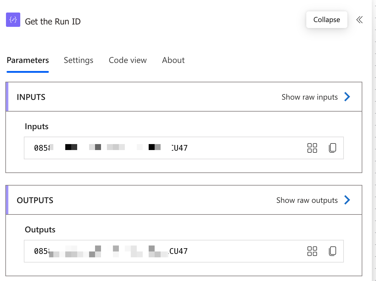 result on getting the run ID