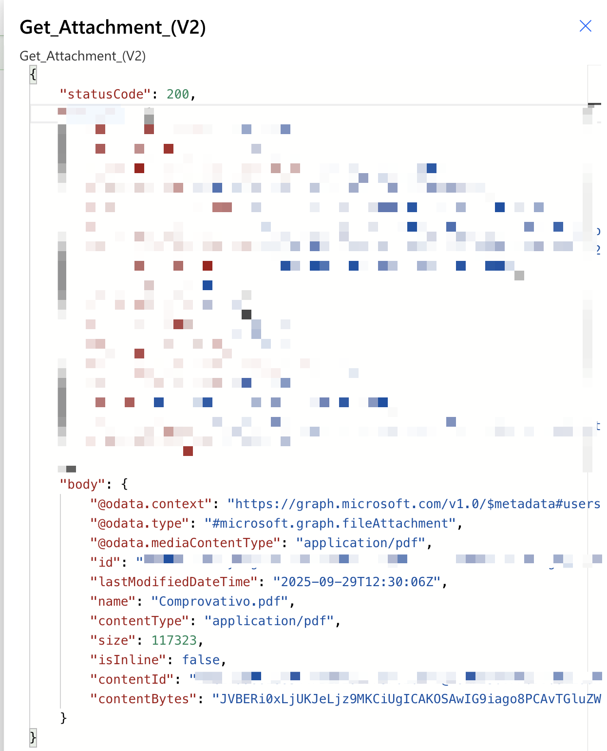 Outlook Get Attachment action output