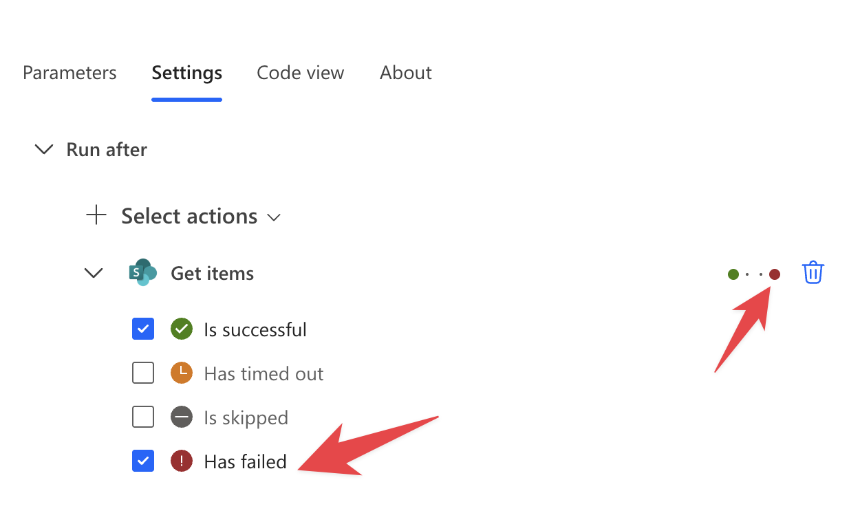 Has failed option
