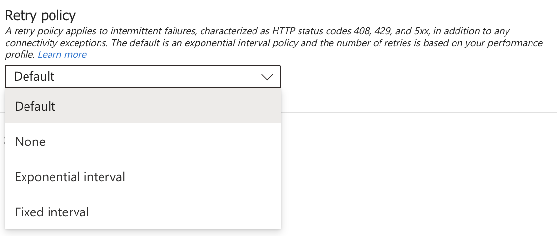 Retry policy options