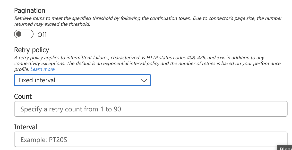 Fixed interval settings